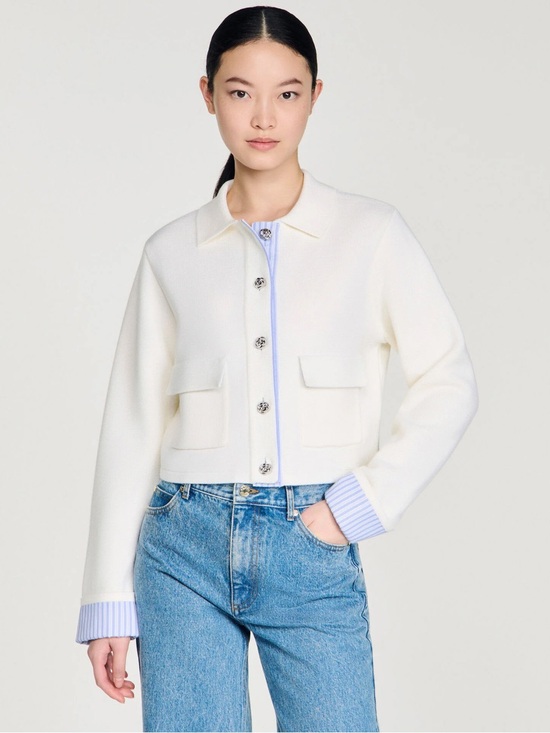 Sandro Jackets & Blazers - NWT Sandro Wool Cardigan with a Polo Collar